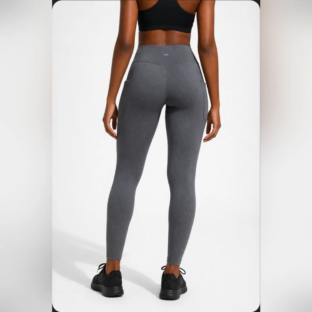 Women's High-Waist Gray Active Leggings - Picture 2 of 3